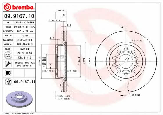 Breco BS 8477 Тормозной диск передний вентилируемый BS8477: Отличная цена - Купить в Польше на 2407.PL!