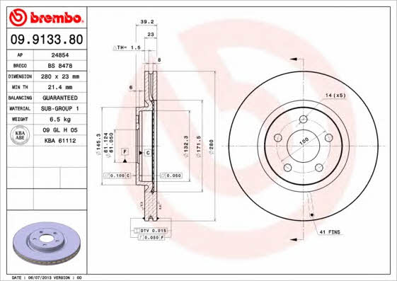 Breco BS 8478 Тормозной диск передний вентилируемый BS8478: Отличная цена - Купить в Польше на 2407.PL!
