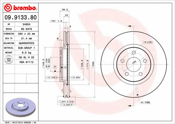 Breco BS 8478 Wentylowana przednia tarcza hamulcowa BS8478: Dobra cena w Polsce na 2407.PL - Kup Teraz!