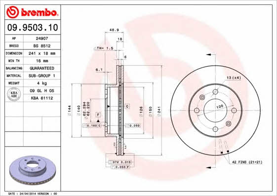 Breco BS 8512 Тормозной диск передний вентилируемый BS8512: Отличная цена - Купить в Польше на 2407.PL!