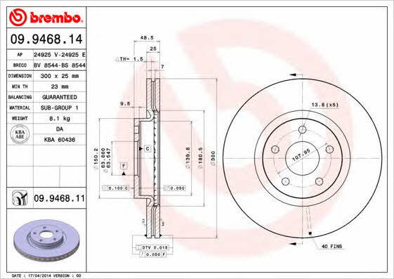 Breco BS 8544 Тормозной диск передний вентилируемый BS8544: Купить в Польше - Отличная цена на 2407.PL!