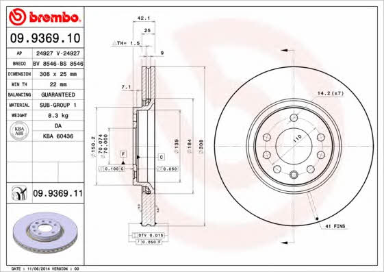 Breco BS 8546 Тормозной диск передний вентилируемый BS8546: Отличная цена - Купить в Польше на 2407.PL!