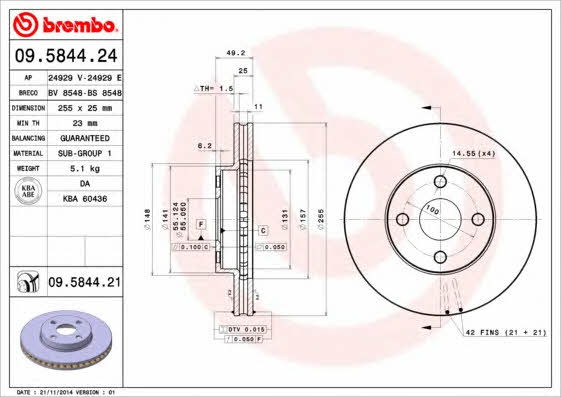 Breco BS 8548 Тормозной диск передний вентилируемый BS8548: Отличная цена - Купить в Польше на 2407.PL!