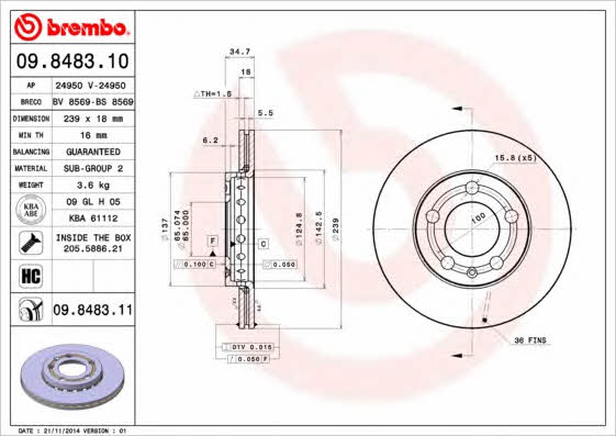 Breco BS 8569 Тормозной диск передний вентилируемый BS8569: Отличная цена - Купить в Польше на 2407.PL!