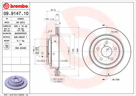 Breco BS 8572 Тормозной диск задний вентилируемый BS8572: Отличная цена - Купить в Польше на 2407.PL!