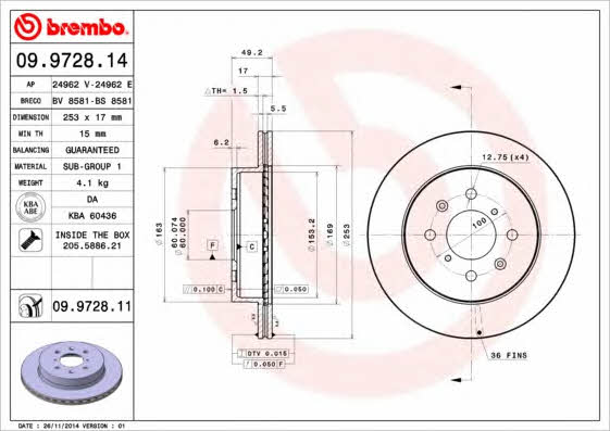 Breco BS 8581 Тормозной диск передний вентилируемый BS8581: Отличная цена - Купить в Польше на 2407.PL!