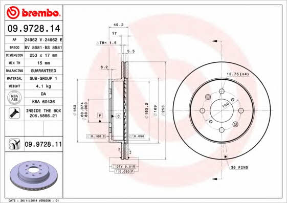 Breco BS 8581 Диск гальмівний передній вентильований BS8581: Приваблива ціна - Купити у Польщі на 2407.PL!