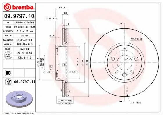 Breco BS 8588 Тормозной диск передний вентилируемый BS8588: Купить в Польше - Отличная цена на 2407.PL!