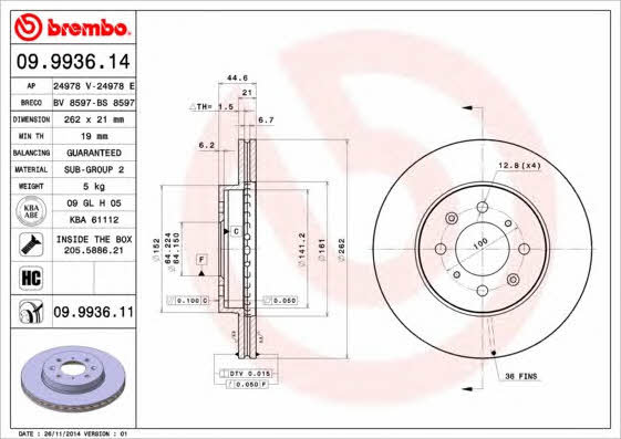 Breco BS 8597 Тормозной диск передний вентилируемый BS8597: Отличная цена - Купить в Польше на 2407.PL!