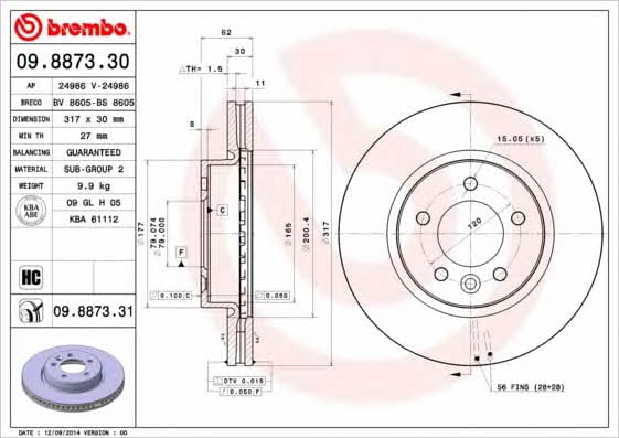 Breco BS 8605 Тормозной диск передний вентилируемый BS8605: Отличная цена - Купить в Польше на 2407.PL!