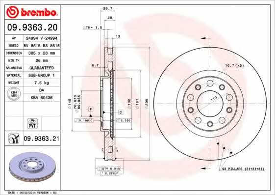 Breco BS 8615 Тормозной диск передний вентилируемый BS8615: Отличная цена - Купить в Польше на 2407.PL!