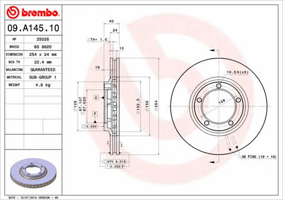 Breco BS 8620 Тормозной диск передний вентилируемый BS8620: Отличная цена - Купить в Польше на 2407.PL!