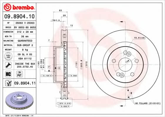 Breco BS 8652 Тормозной диск передний вентилируемый BS8652: Отличная цена - Купить в Польше на 2407.PL!