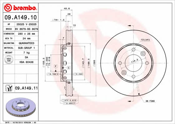 Breco BS 8679 Тормозной диск передний вентилируемый BS8679: Отличная цена - Купить в Польше на 2407.PL!