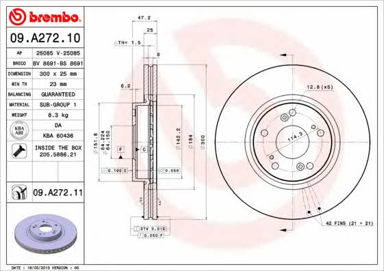 Breco BS 8691 Диск гальмівний передній вентильований BS8691: Приваблива ціна - Купити у Польщі на 2407.PL!