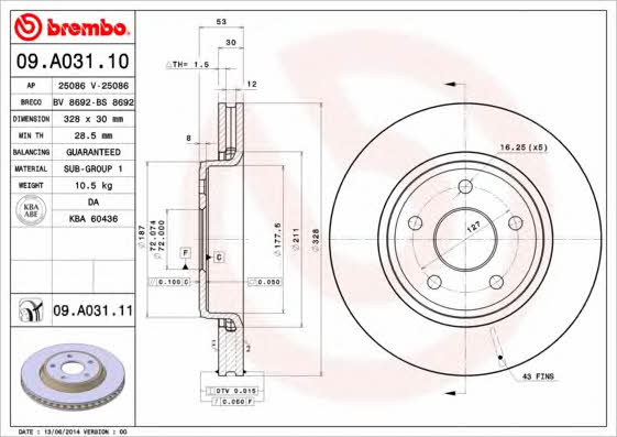 Breco BS 8692 Тормозной диск передний вентилируемый BS8692: Отличная цена - Купить в Польше на 2407.PL!