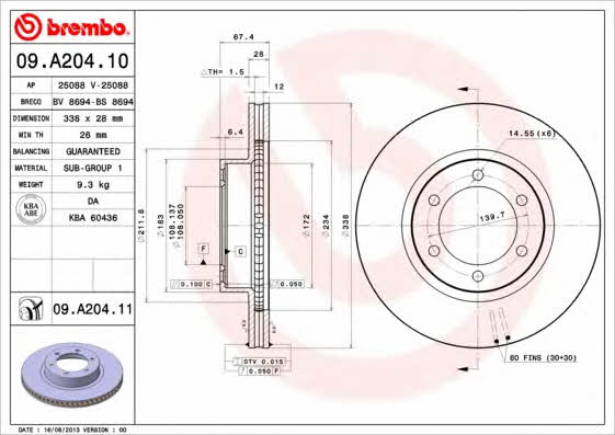Breco BS 8694 Тормозной диск передний вентилируемый BS8694: Отличная цена - Купить в Польше на 2407.PL!