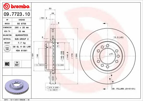 Breco BS 8706 Тормозной диск передний вентилируемый BS8706: Отличная цена - Купить в Польше на 2407.PL!