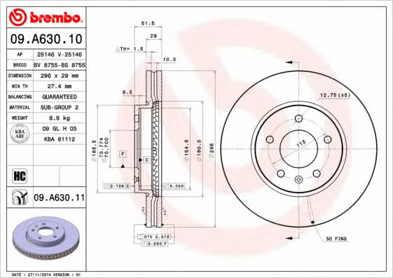 Breco BS 8755 Тормозной диск передний вентилируемый BS8755: Отличная цена - Купить в Польше на 2407.PL!