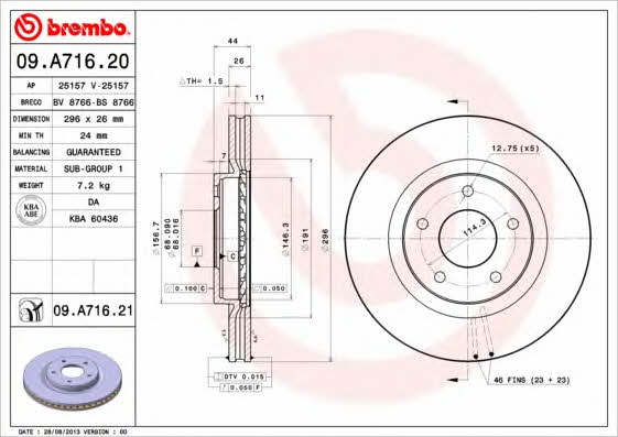 Breco BS 8766 Тормозной диск передний вентилируемый BS8766: Отличная цена - Купить в Польше на 2407.PL!
