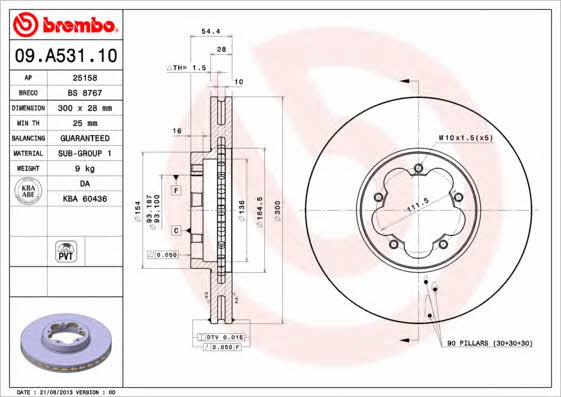 Breco BS 8767 Тормозной диск передний вентилируемый BS8767: Отличная цена - Купить в Польше на 2407.PL!