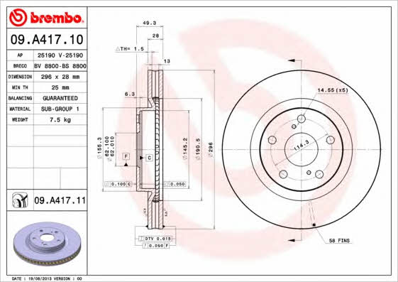 Breco BS 8800 Диск гальмівний передній вентильований BS8800: Приваблива ціна - Купити у Польщі на 2407.PL!
