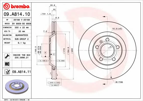 Breco BS 8808 Диск гальмівний задній вентильований BS8808: Приваблива ціна - Купити у Польщі на 2407.PL!