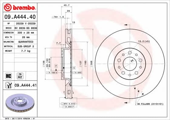 Breco BS 8839 Тормозной диск передний вентилируемый BS8839: Отличная цена - Купить в Польше на 2407.PL!