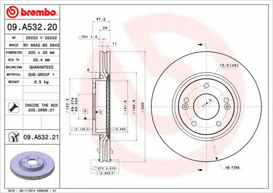 Breco BS 8842 Тормозной диск передний вентилируемый BS8842: Отличная цена - Купить в Польше на 2407.PL!