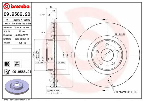 Breco BS 8845 Front brake disc ventilated BS8845: Buy near me in Poland at 2407.PL - Good price!