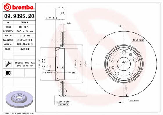 Breco BS 8873 Диск гальмівний передній вентильований BS8873: Купити у Польщі - Добра ціна на 2407.PL!
