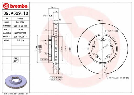 Breco BS 8876 Тормозной диск передний вентилируемый BS8876: Отличная цена - Купить в Польше на 2407.PL!