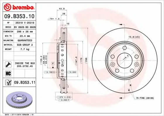 Breco BS 8928 Тормозной диск передний вентилируемый BS8928: Отличная цена - Купить в Польше на 2407.PL!