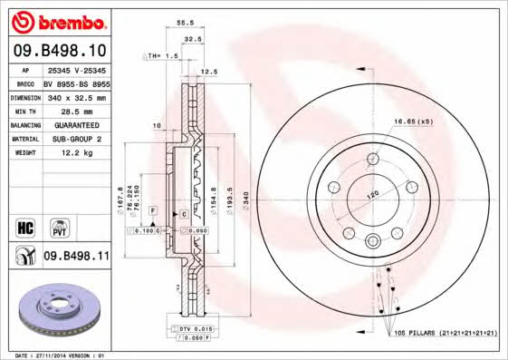 Breco BS 8955 Диск гальмівний передній вентильований BS8955: Купити у Польщі - Добра ціна на 2407.PL!