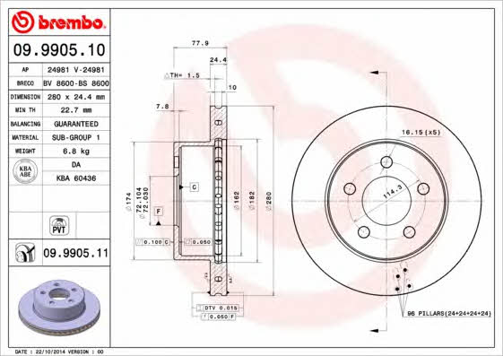 Breco BV 8600 Front brake disc ventilated BV8600: Buy near me in Poland at 2407.PL - Good price!