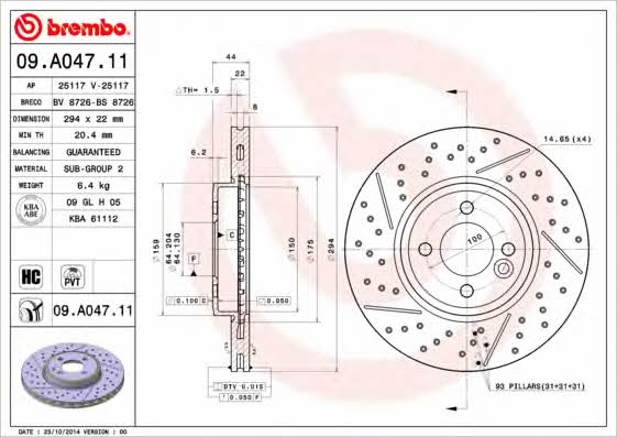 Breco BV 8726 Front brake disc ventilated BV8726: Buy near me in Poland at 2407.PL - Good price!