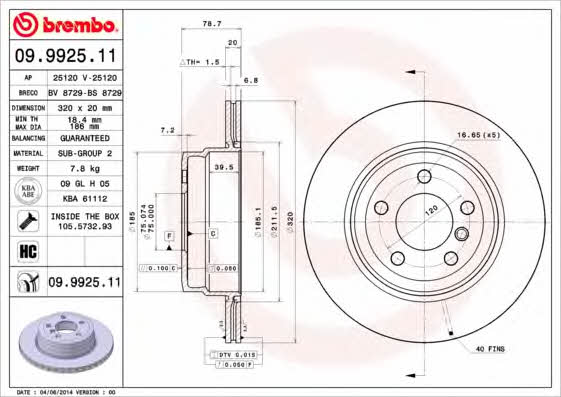 Breco BV 8729 Rear ventilated brake disc BV8729: Buy near me in Poland at 2407.PL - Good price!