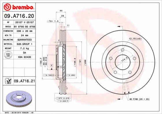 Breco BV 8766 Front brake disc ventilated BV8766: Buy near me in Poland at 2407.PL - Good price!