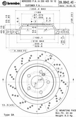 Breco BV 9005 Rear ventilated brake disc BV9005: Buy near me in Poland at 2407.PL - Good price!