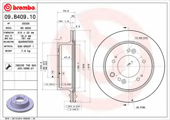 Breco BS 8935 Тормозной диск задний вентилируемый BS8935: Отличная цена - Купить в Польше на 2407.PL!