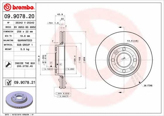 Breco BS 8952 Тормозной диск передний вентилируемый BS8952: Отличная цена - Купить в Польше на 2407.PL!