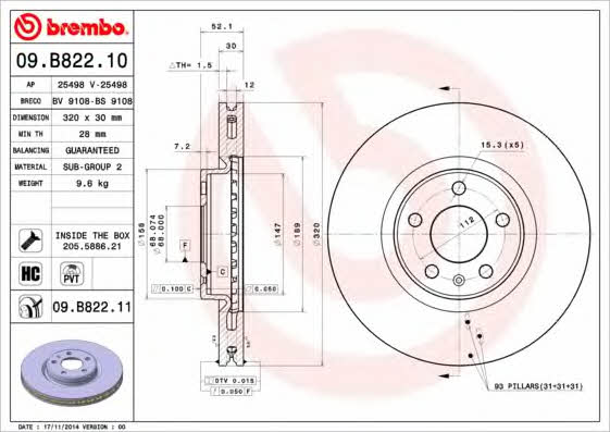 Breco BS 9108 Диск гальмівний передній вентильований BS9108: Приваблива ціна - Купити у Польщі на 2407.PL!