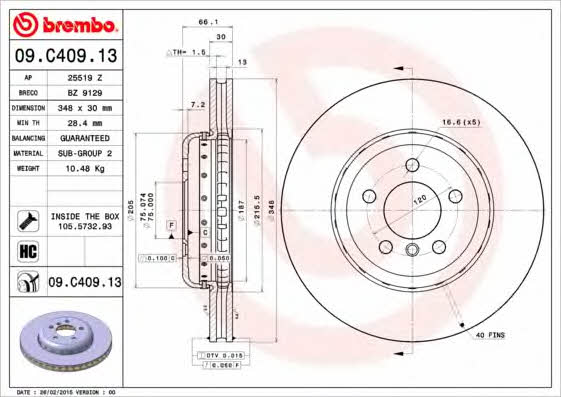 Breco BZ 9129 Front brake disc ventilated BZ9129: Buy near me in Poland at 2407.PL - Good price!