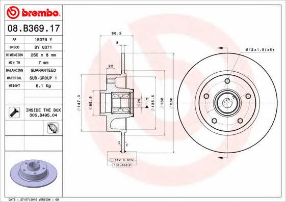 Breco BY 6071 Тормозной диск задний невентилируемый BY6071: Отличная цена - Купить в Польше на 2407.PL!