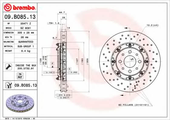 Breco BZ 9081 Brake disc BZ9081: Buy near me in Poland at 2407.PL - Good price!