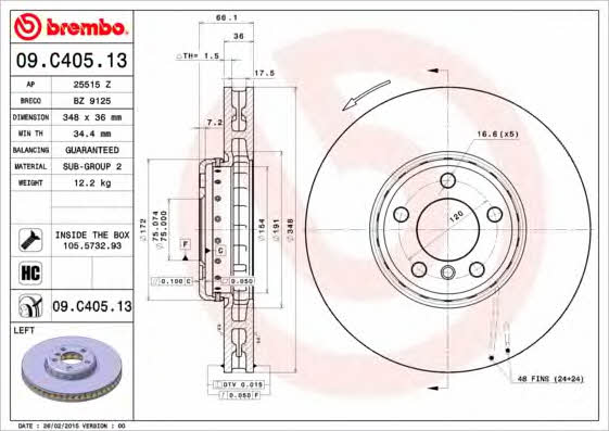 Breco BZ 9125 Front brake disc ventilated BZ9125: Buy near me in Poland at 2407.PL - Good price!