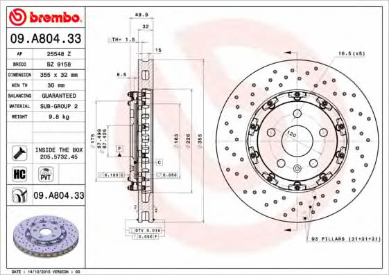 Breco BZ 9158 Front brake disc ventilated BZ9158: Buy near me in Poland at 2407.PL - Good price!