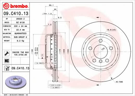 Breco BZ 9130 Front brake disc ventilated BZ9130: Buy near me in Poland at 2407.PL - Good price!