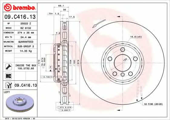 Breco BZ 9132 Тормозной диск передний вентилируемый BZ9132: Отличная цена - Купить в Польше на 2407.PL!