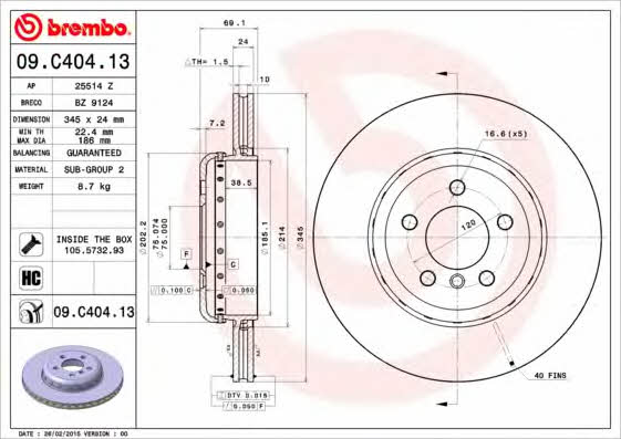 Breco BZ 9124 Тормозной диск задний вентилируемый BZ9124: Отличная цена - Купить в Польше на 2407.PL!
